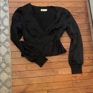 Vintage Black Satin Blouse